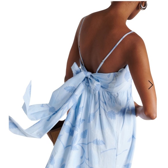 JULIET DUNN Scalloped Floral Cotton Midi Dress In Blue NWT - Picture 5 of 11